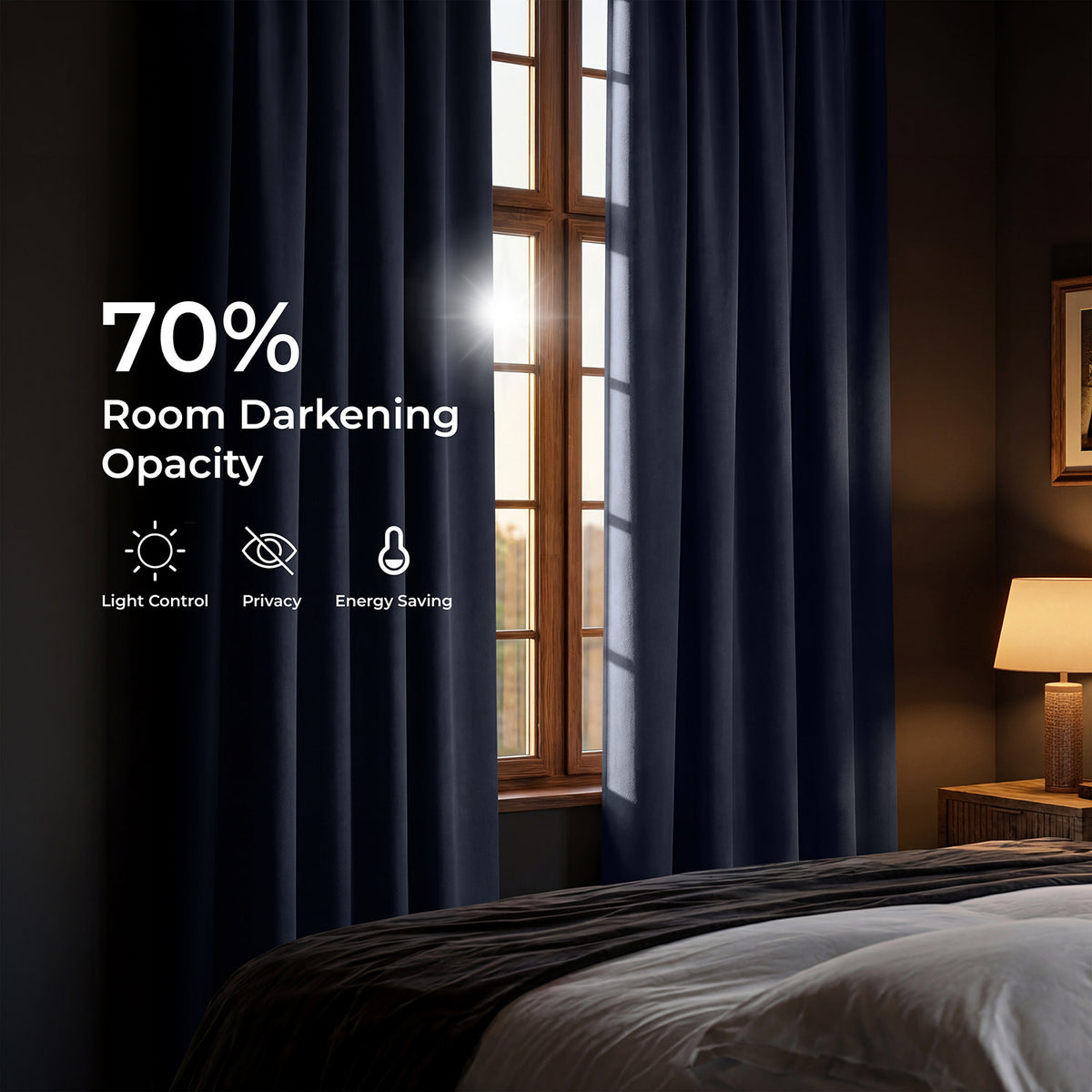 Navy Blue Room Darkening Curtain