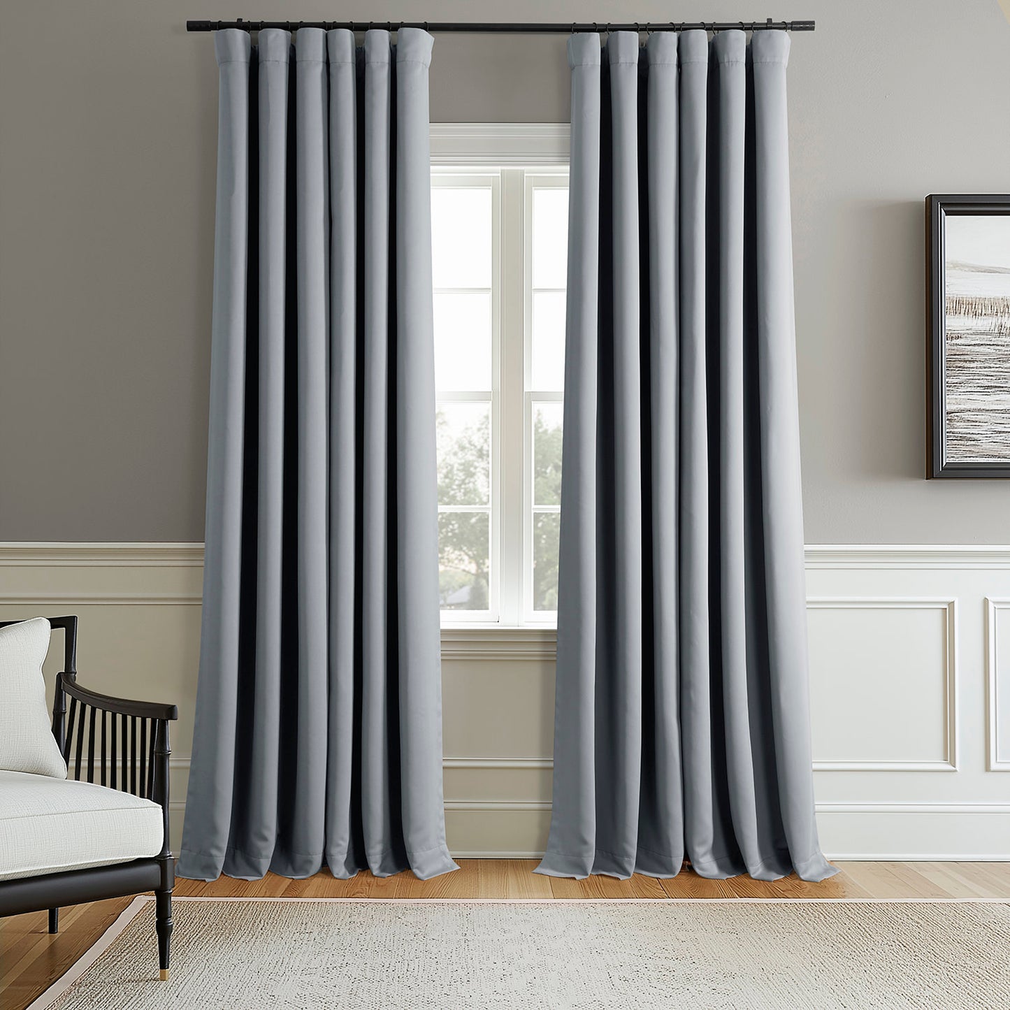 Light Blue Grey Room Darkening Curtain Pair (2 Panels)
