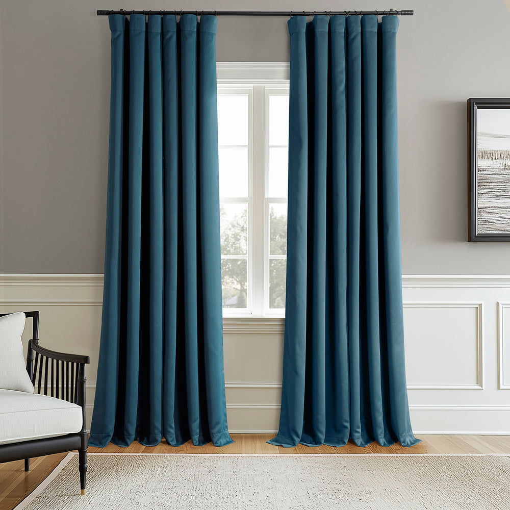 Deep Teal Blue Room Darkening Curtain Pair (2 Panels)