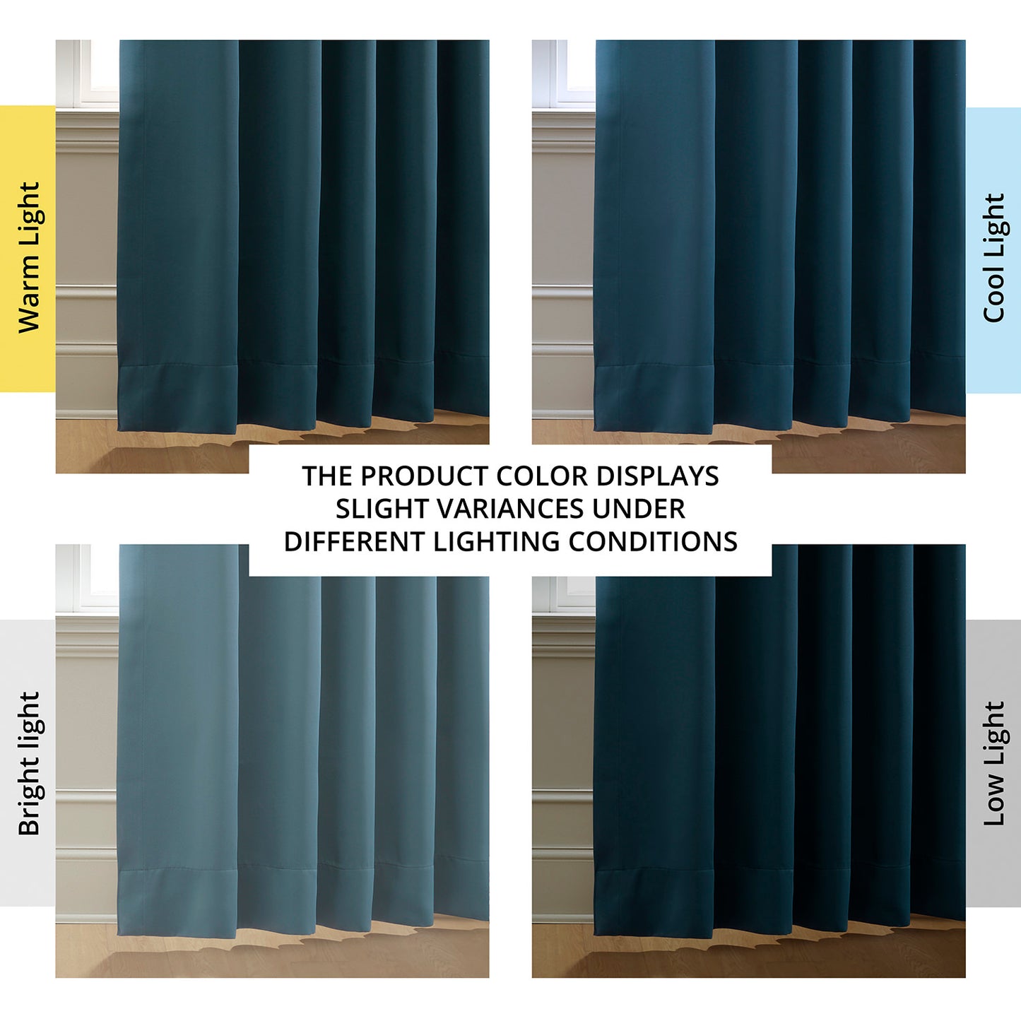 Deep Teal Blue Room Darkening Curtain Pair (2 Panels)