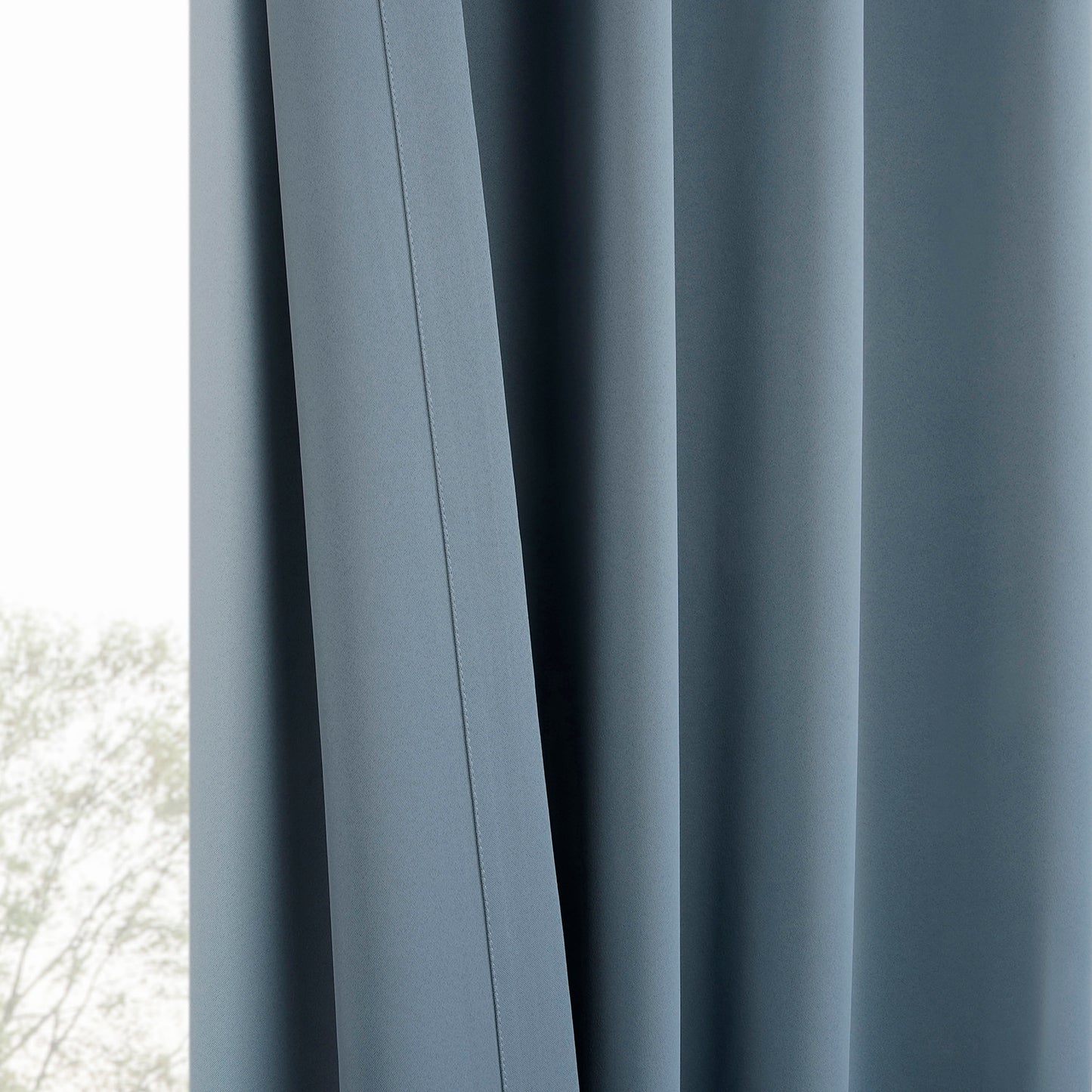 Blue Grey Room Darkening Curtain Pair (2 Panels)