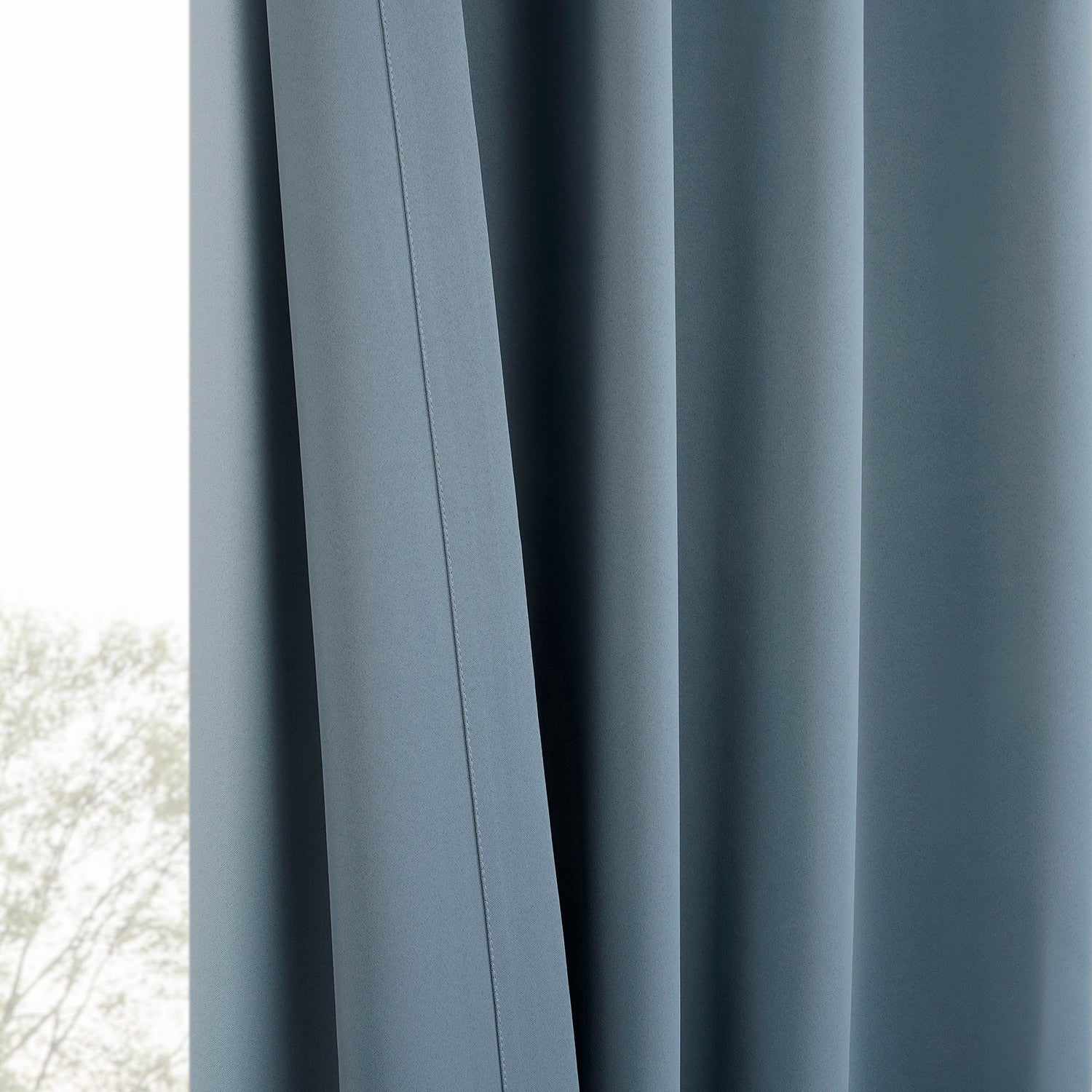 Blue Grey Room Darkening Curtain Pair (2 Panels)
