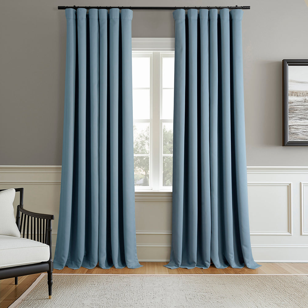 Blue Grey Room Darkening Curtain Pair (2 Panels)