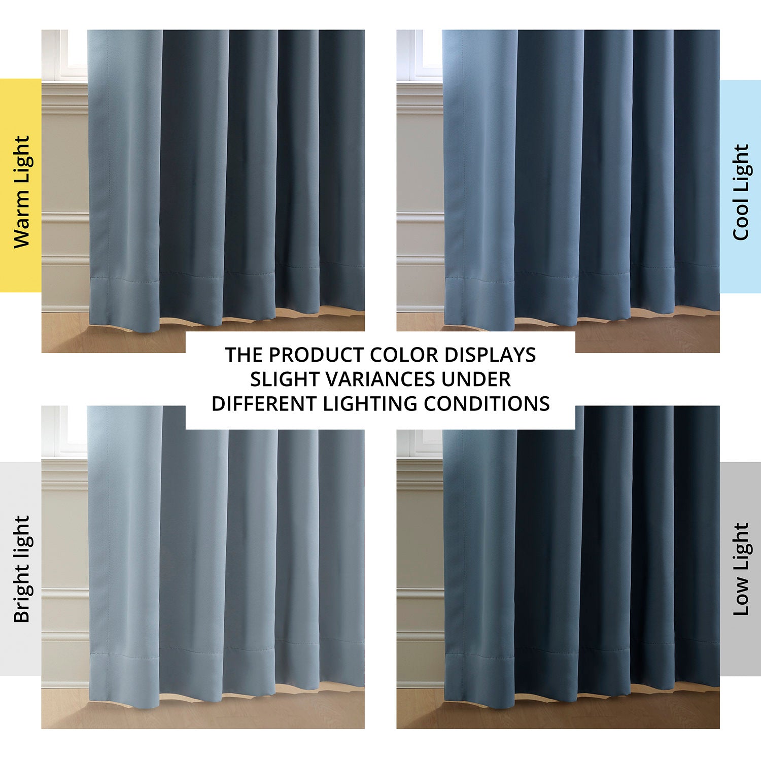 Blue Grey Room Darkening Curtain Pair (2 Panels)