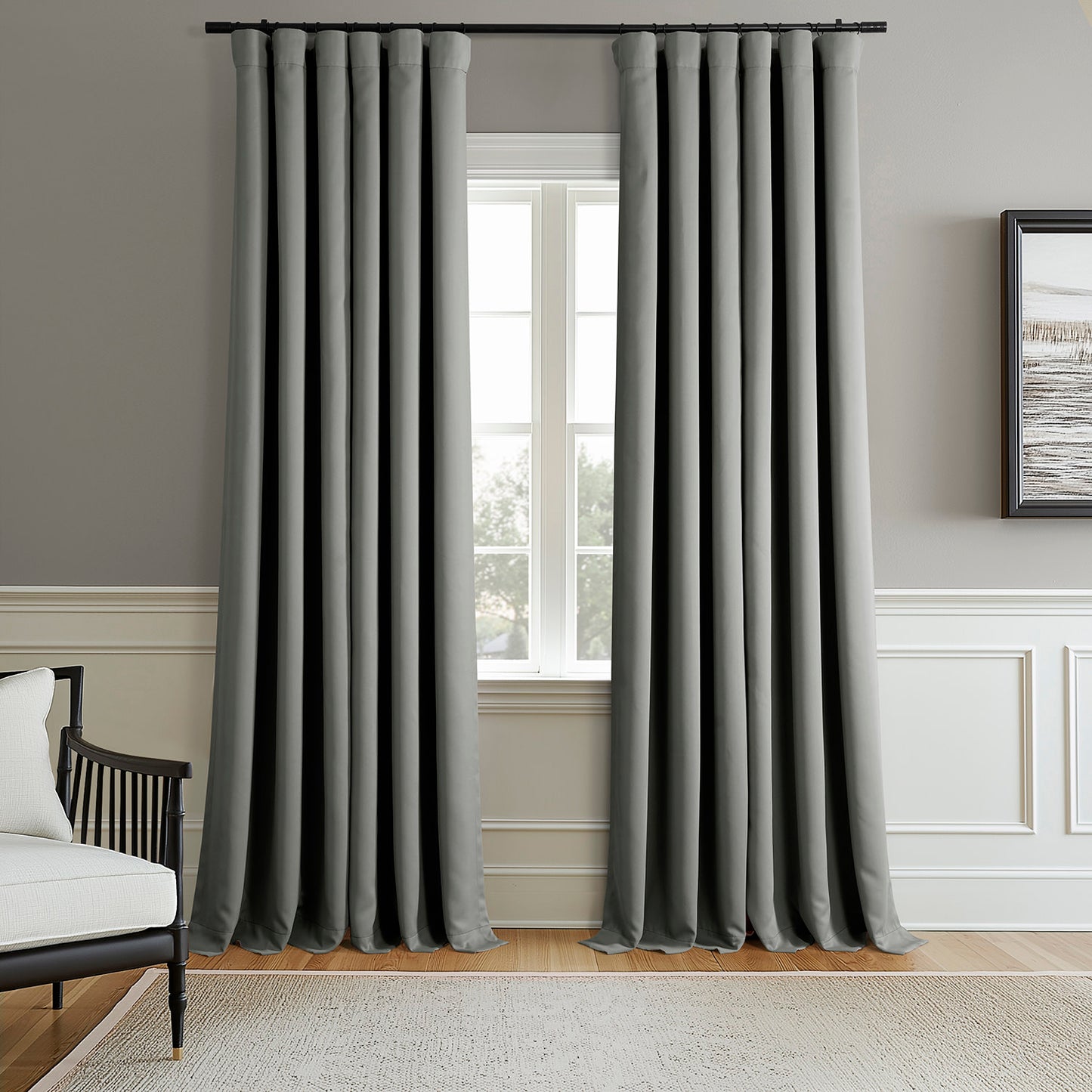 Dark Grey Room Darkening Curtain Pair (2 Panels)