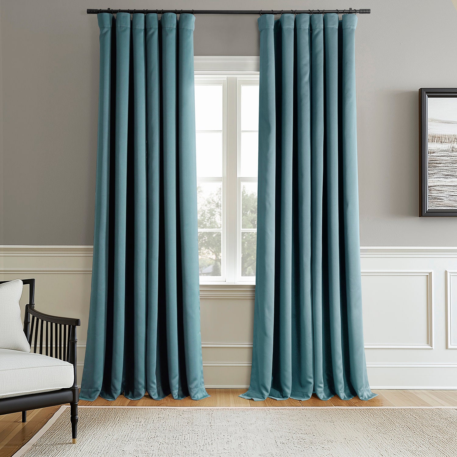 Light Teal Room Darkening Curtain Pair (2 Panels)