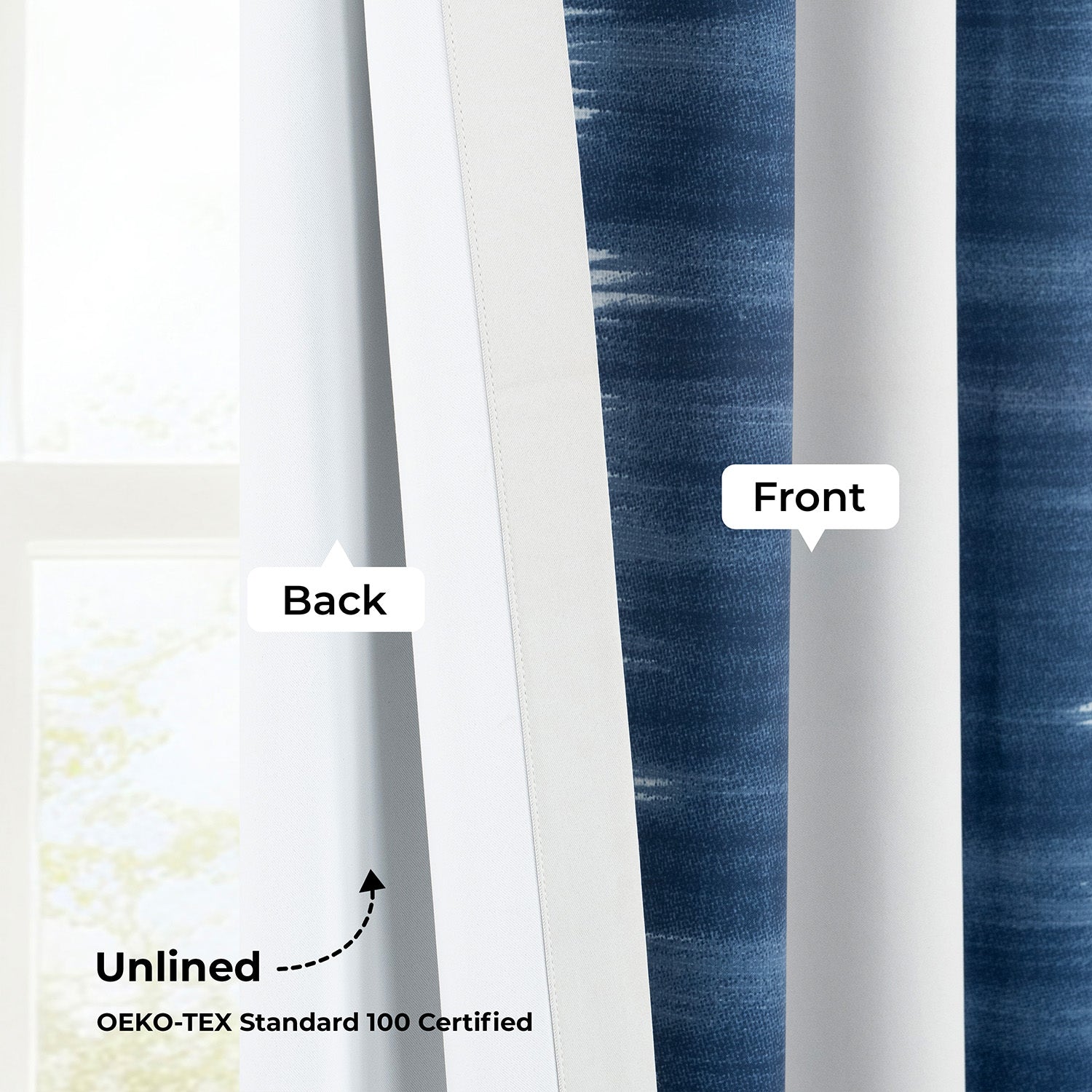 Flambe Blue Striped Room Darkening Curtain