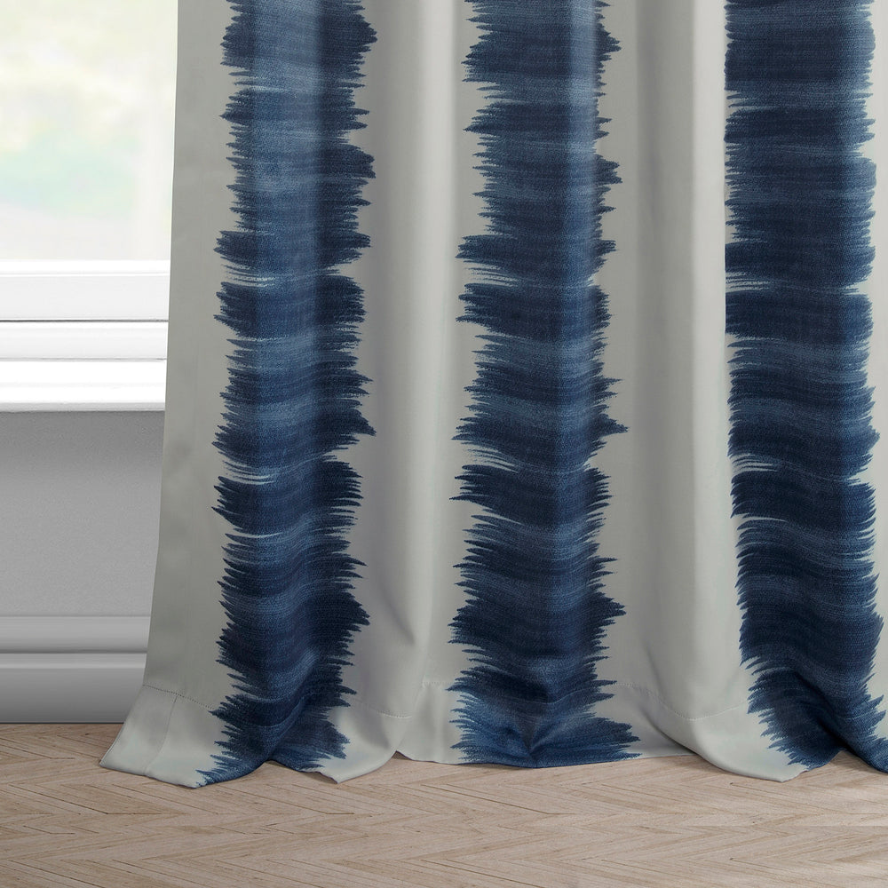 Flambe Blue Striped Custom Curtain