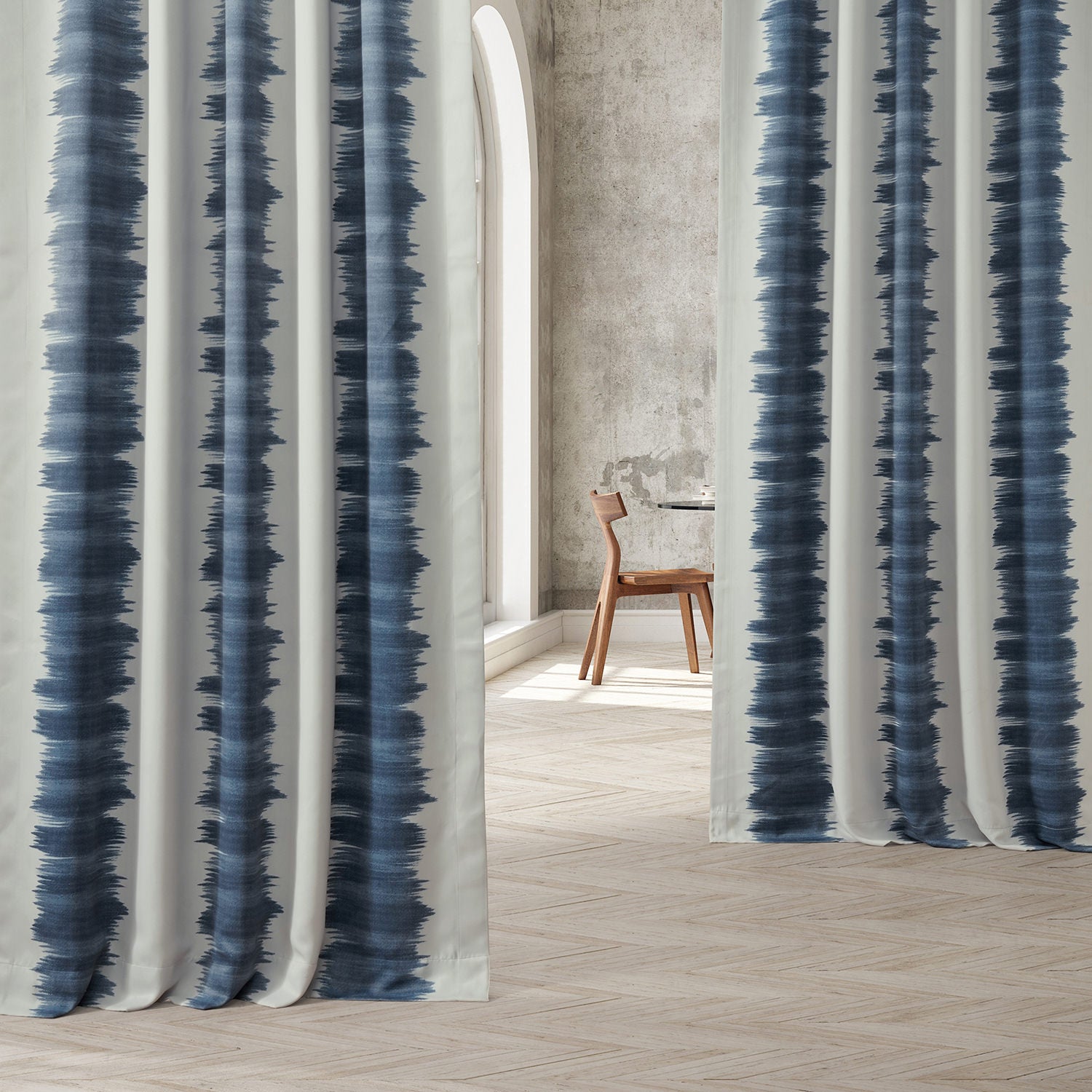 Flambe Blue Striped Custom Curtain