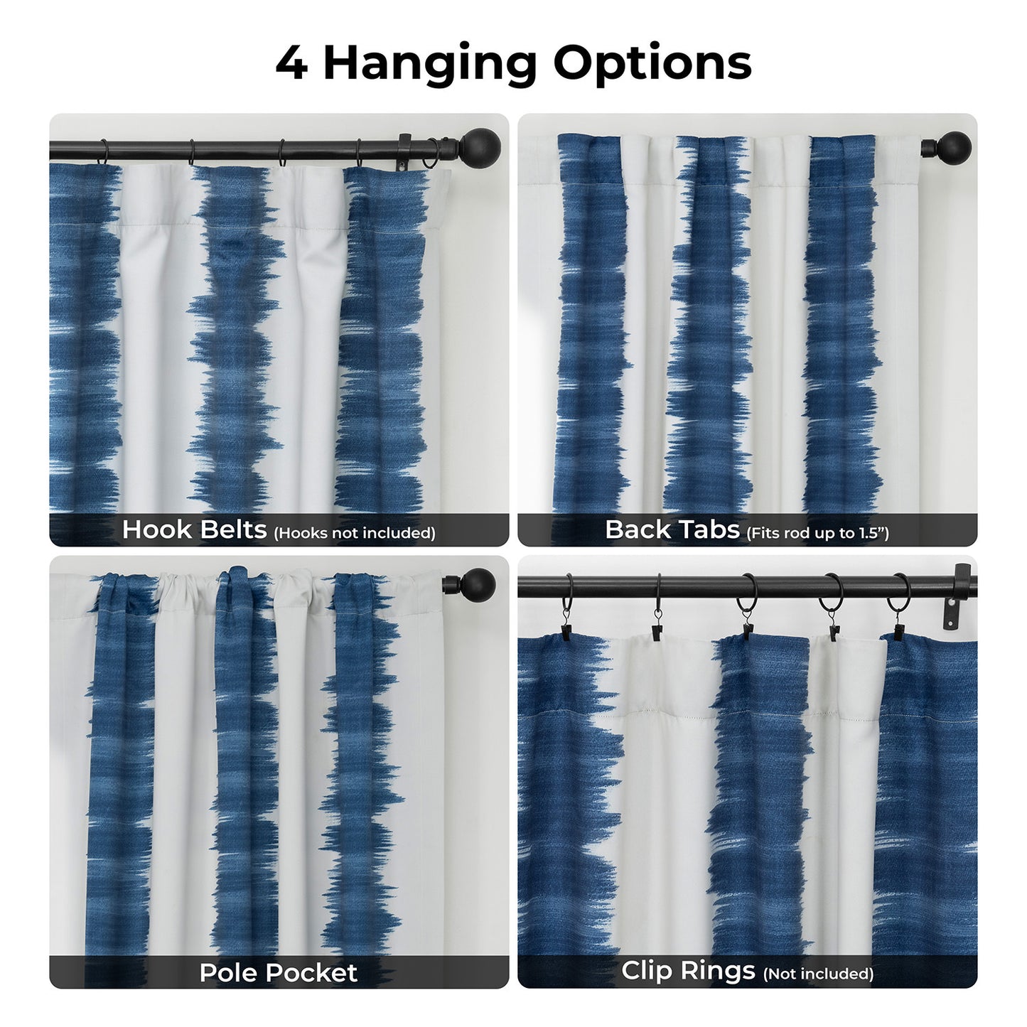 Flambe Blue Striped Room Darkening Curtain