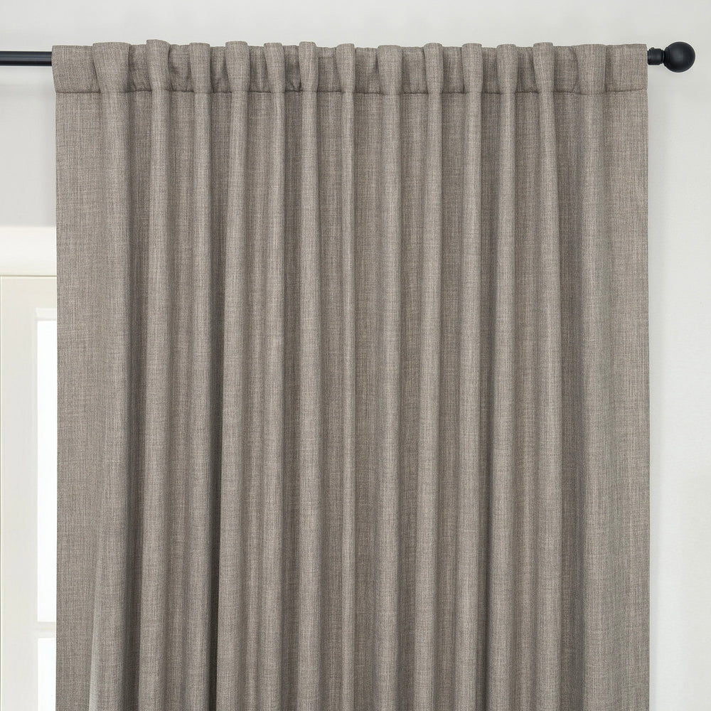 Mink Extra Wide Textured Faux Linen Room Darkening Curtain