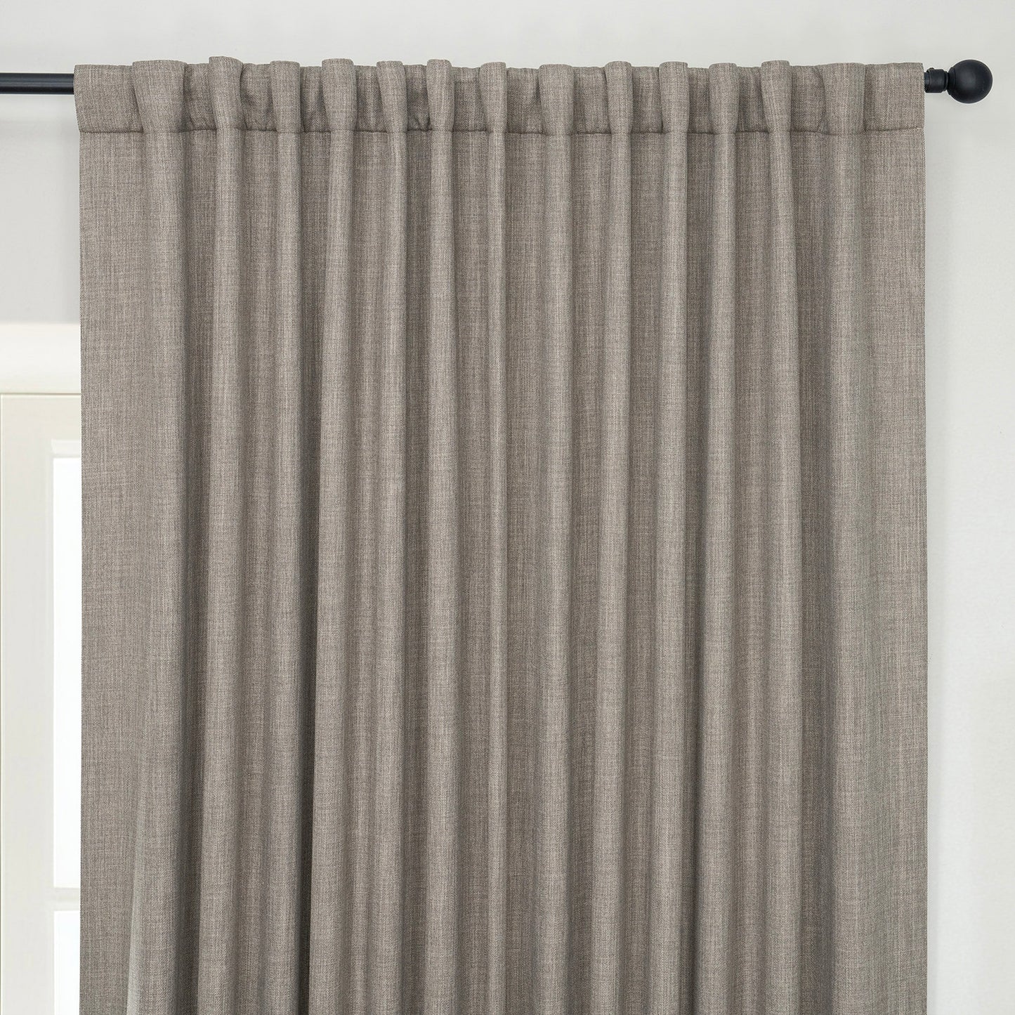 Mink Extra Wide Textured Faux Linen Room Darkening Curtain