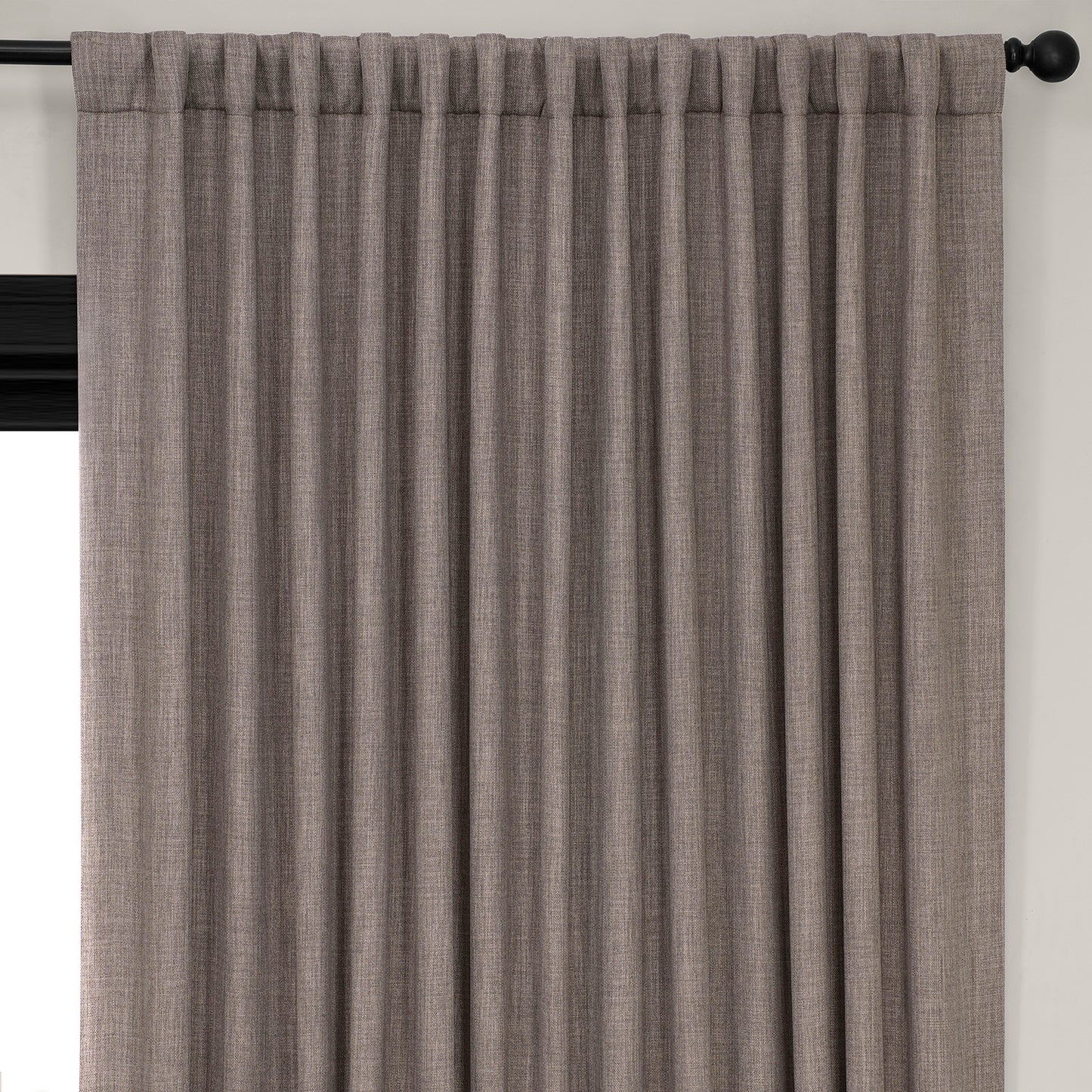 Mink Extra Wide Textured Faux Linen Room Darkening Curtain