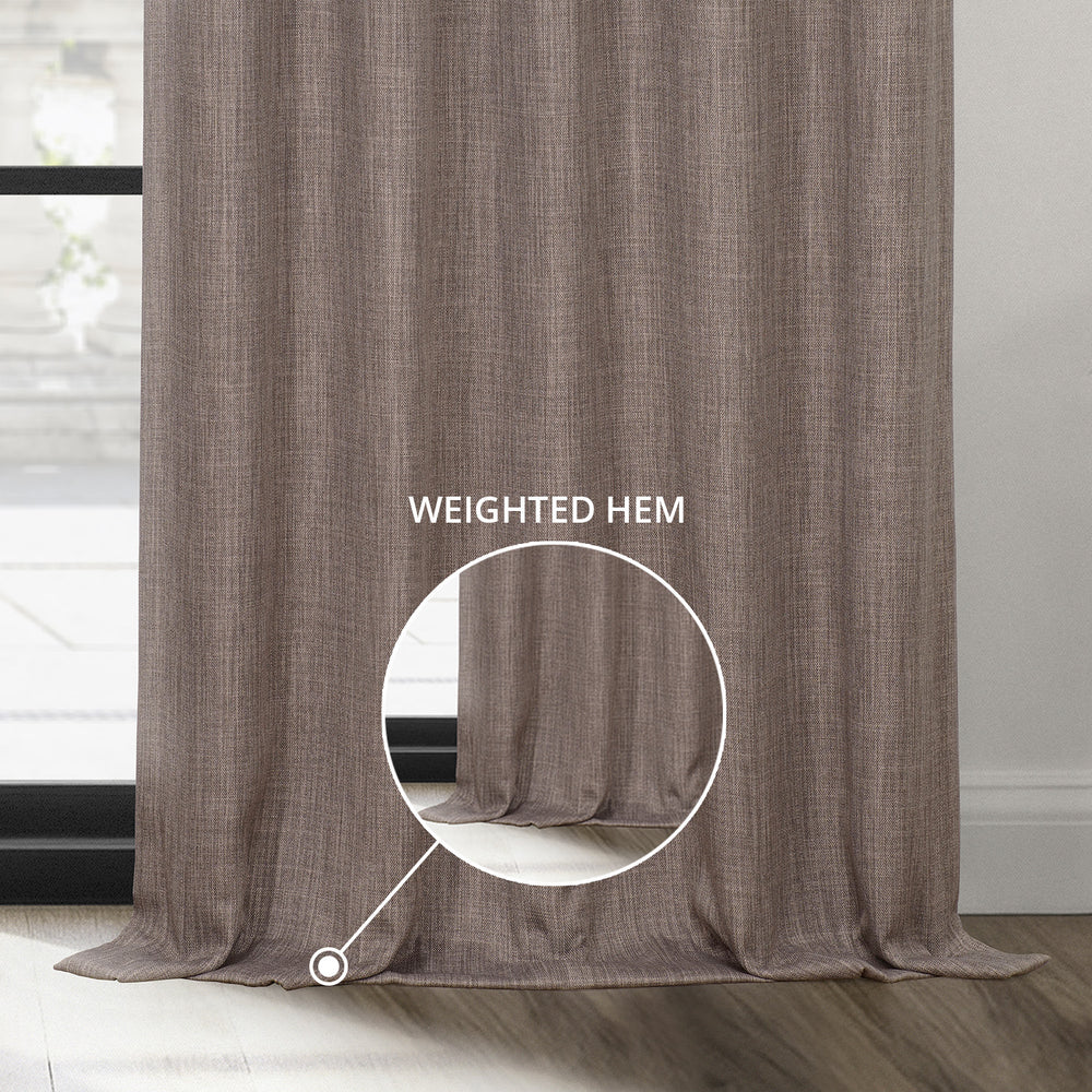Mink Textured Faux Linen Custom Curtain