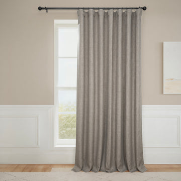 Mink Extra Wide Textured Faux Linen Room Darkening Curtain