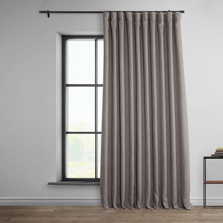 Mink Extra Wide Textured Faux Linen Room Darkening Curtain - HalfPriceDrapes.com