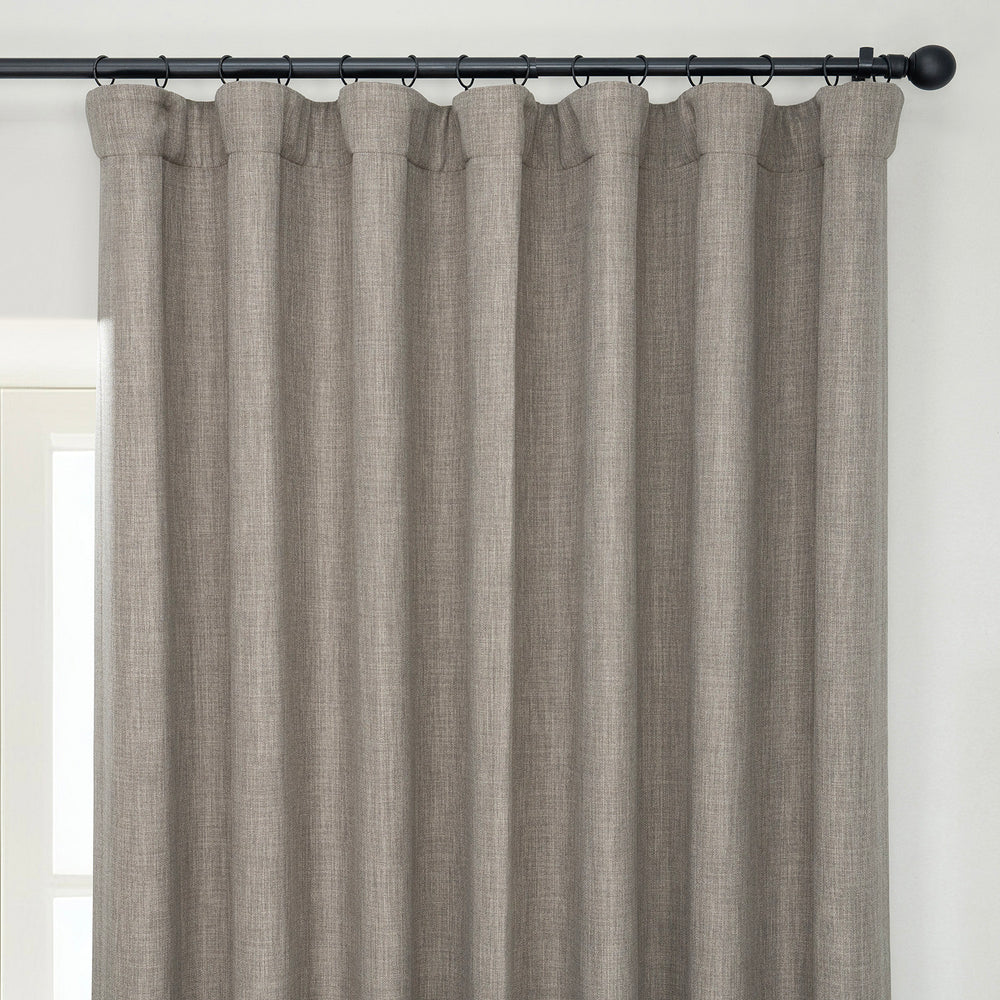 Mink Extra Wide Textured Faux Linen Room Darkening Curtain