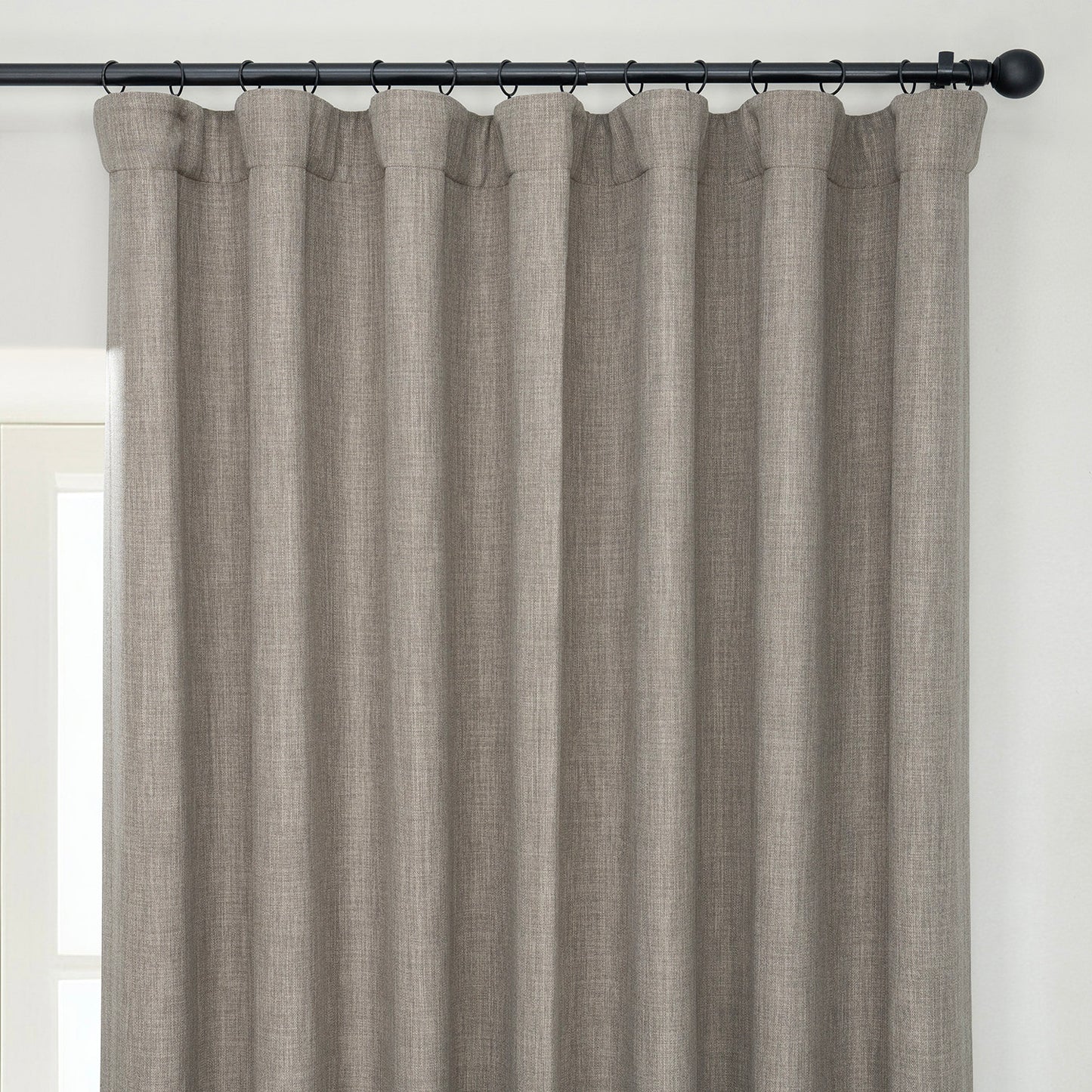 Mink Extra Wide Textured Faux Linen Room Darkening Curtain
