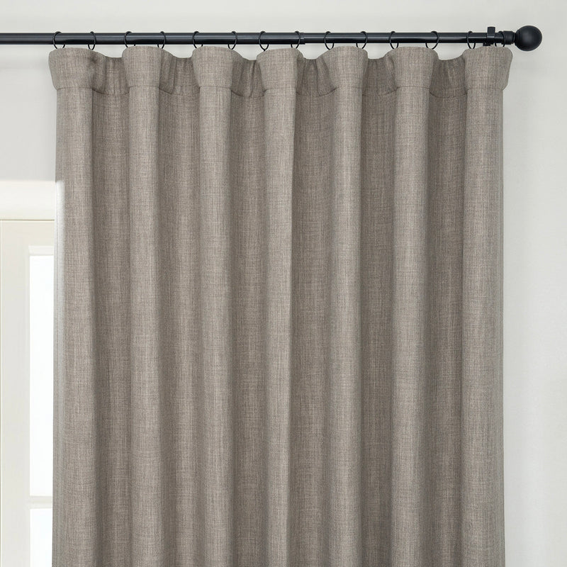 Mink Extra Wide Textured Faux Linen Room Darkening Curtain