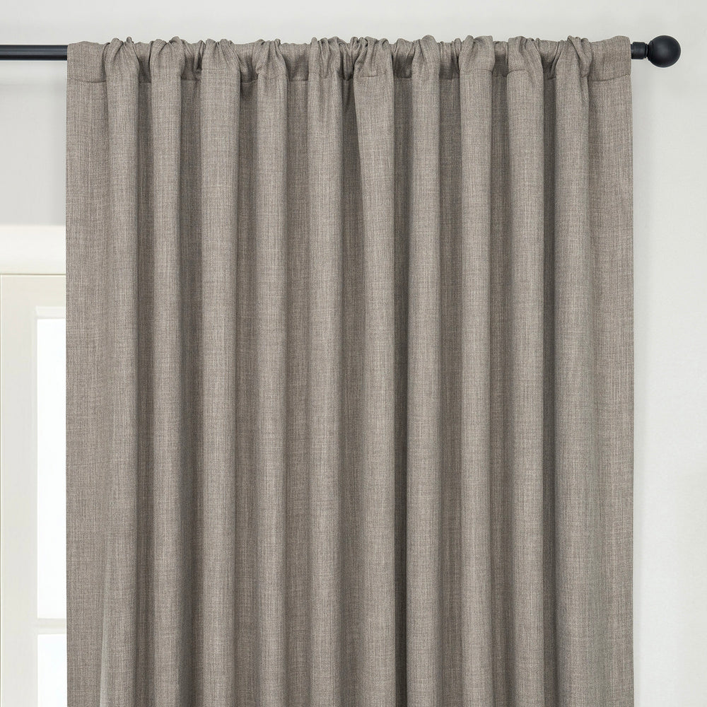 Mink Extra Wide Textured Faux Linen Room Darkening Curtain