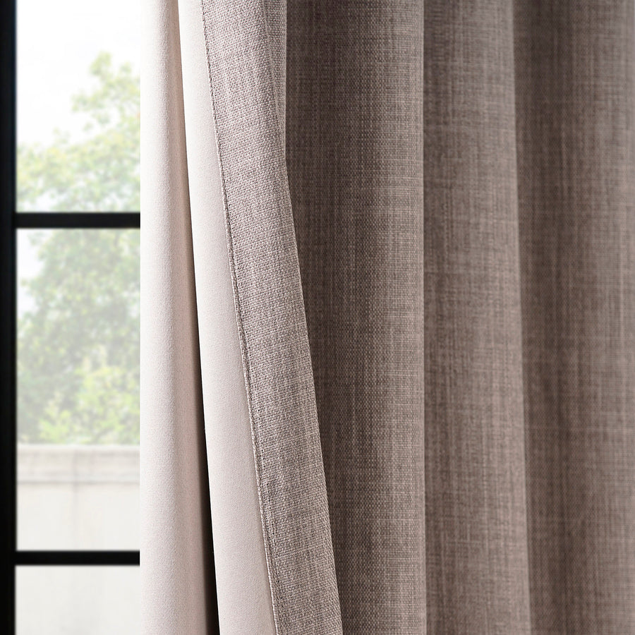 Mink Grommet Textured Faux Linen Room Darkening Curtain