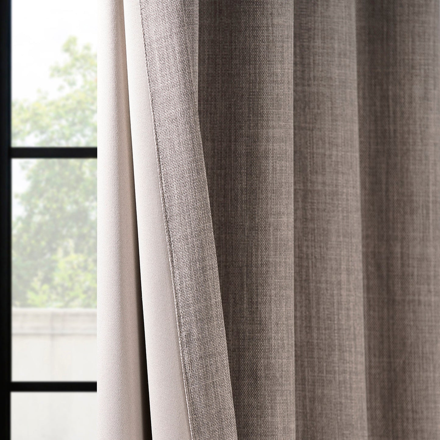 Mink Grommet Textured Faux Linen Room Darkening Curtain