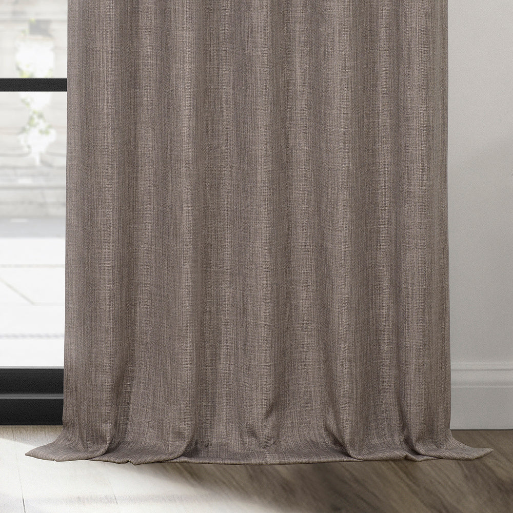 Mink Grommet Textured Faux Linen Room Darkening Curtain