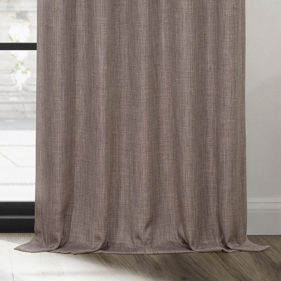 Mink Grommet Textured Faux Linen Room Darkening Curtain