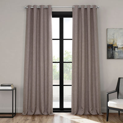 Mink Grommet Textured Faux Linen Room Darkening Curtain