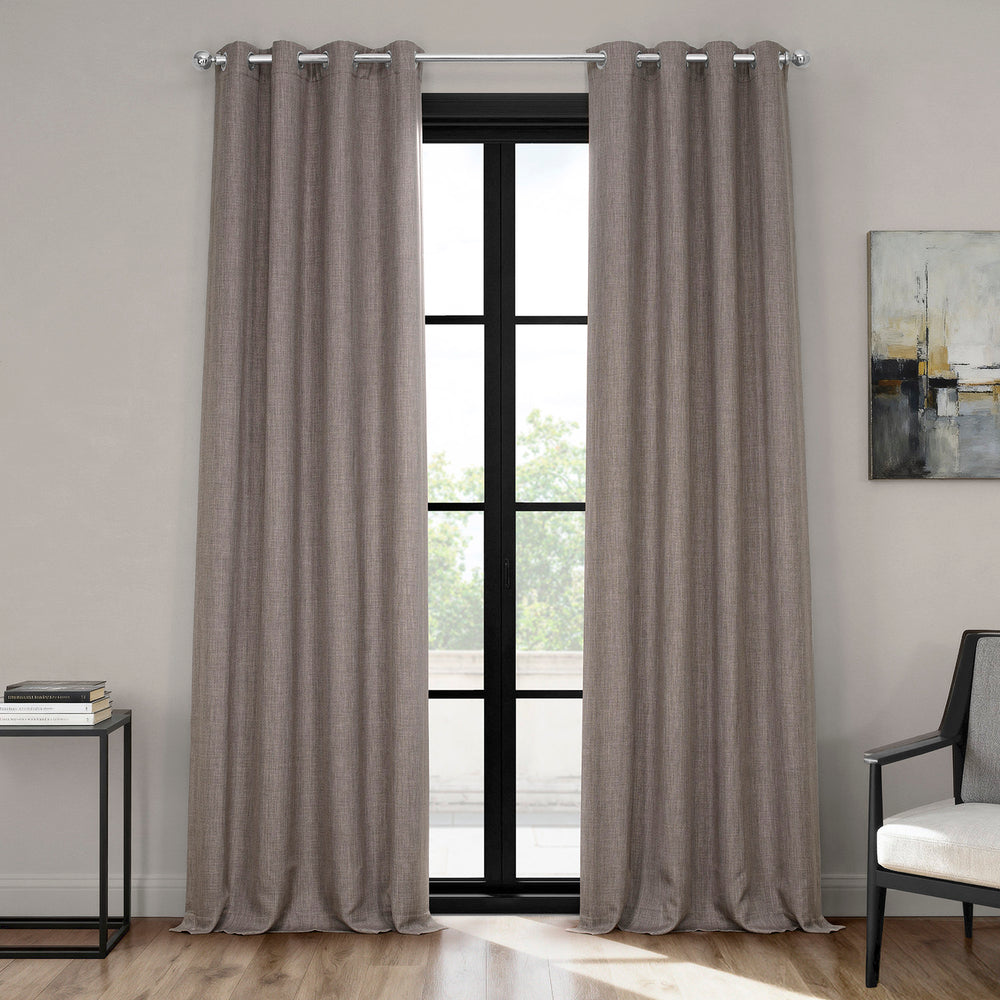 Mink Grommet Textured Faux Linen Room Darkening Curtain