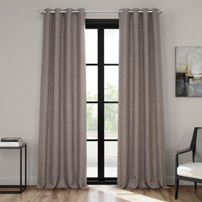 Mink Grommet Textured Faux Linen Room Darkening Curtain