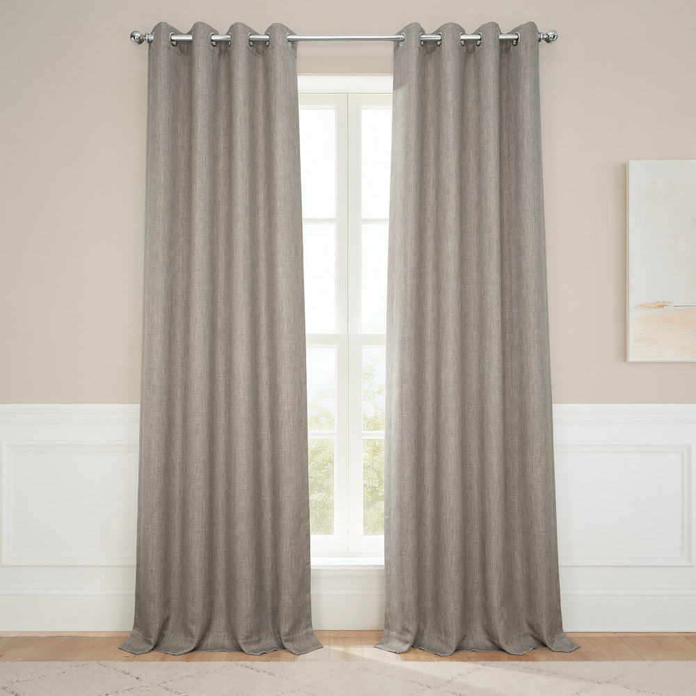 Mink Grommet Textured Faux Linen Room Darkening Curtain