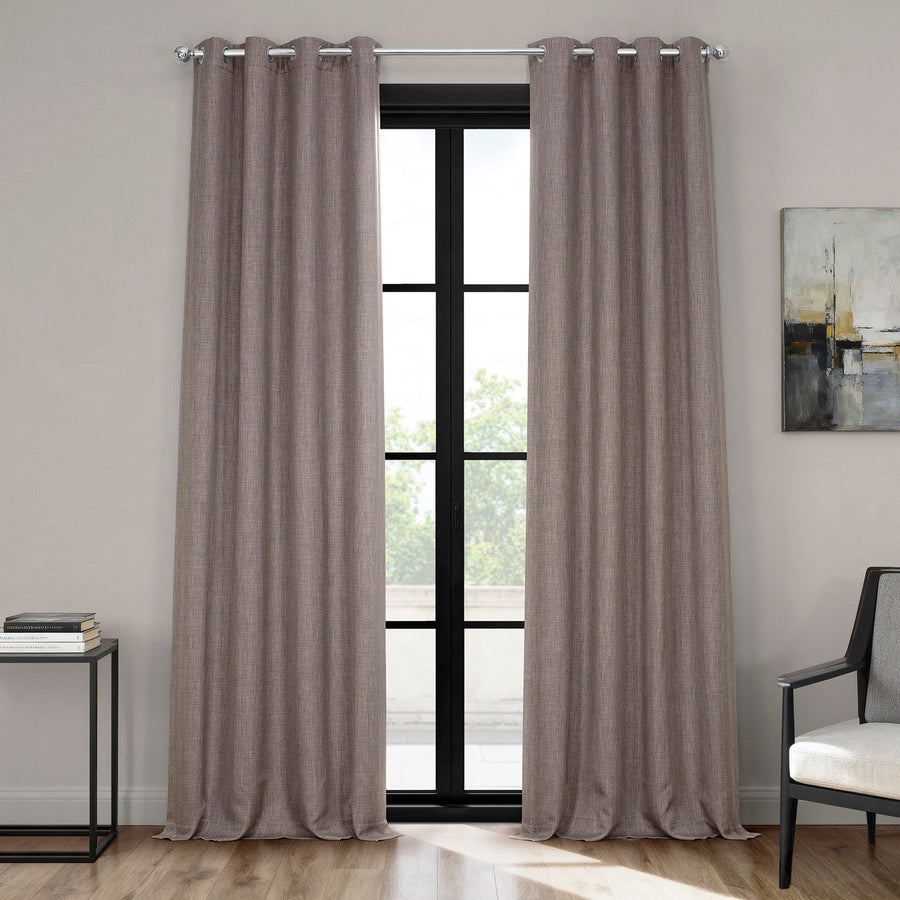 Mink Grommet Textured Faux Linen Room Darkening Curtain