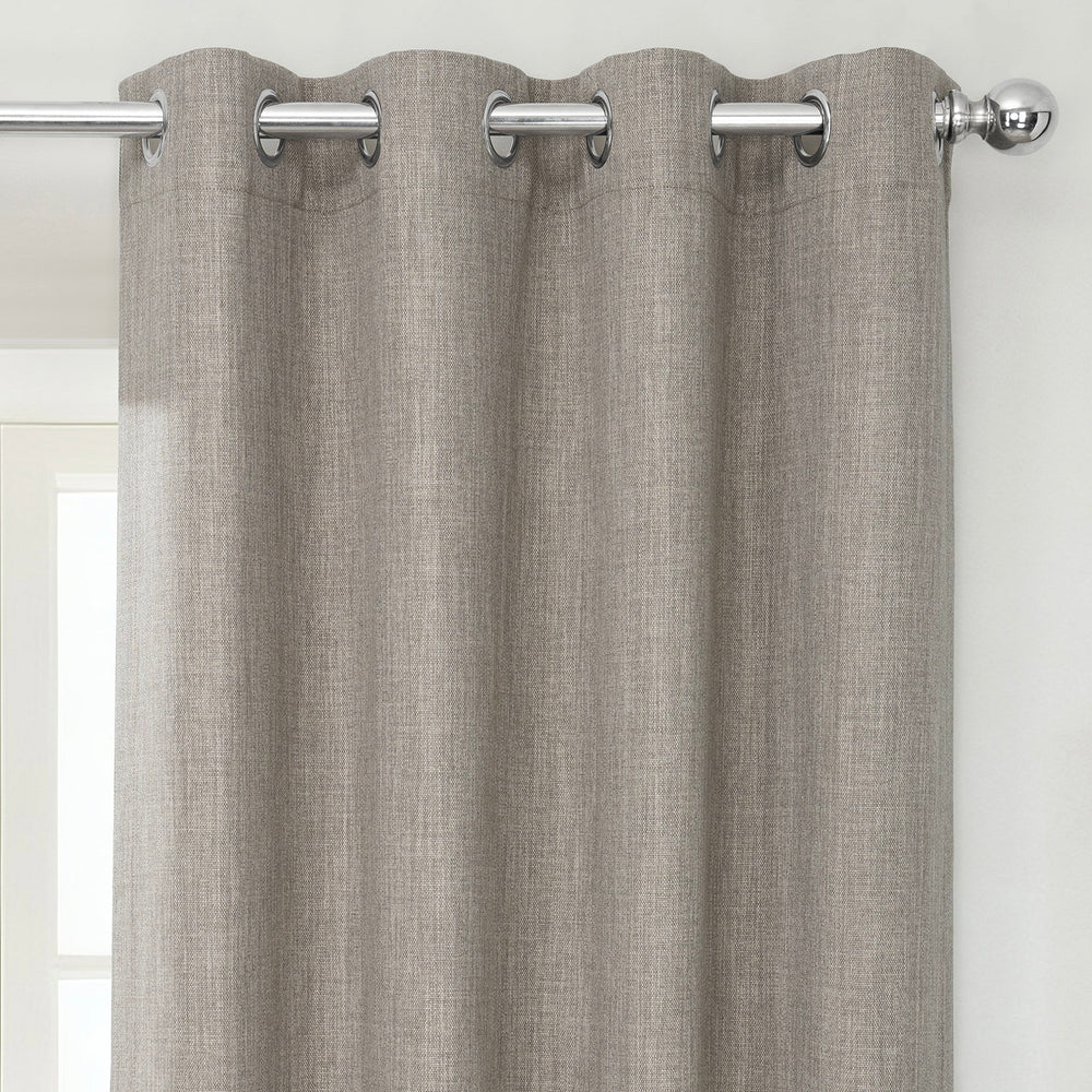 Mink Grommet Textured Faux Linen Room Darkening Curtain