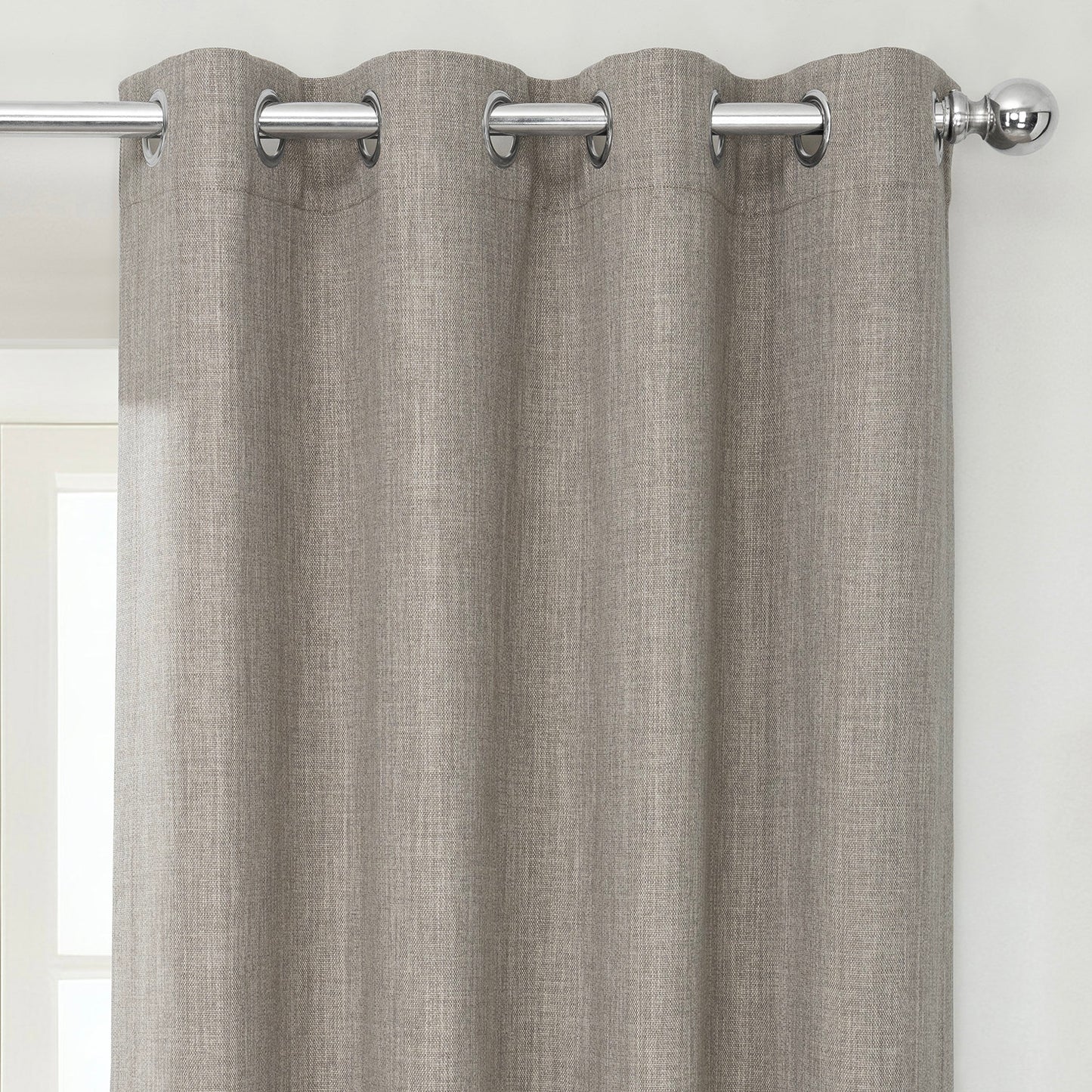Mink Grommet Textured Faux Linen Room Darkening Curtain