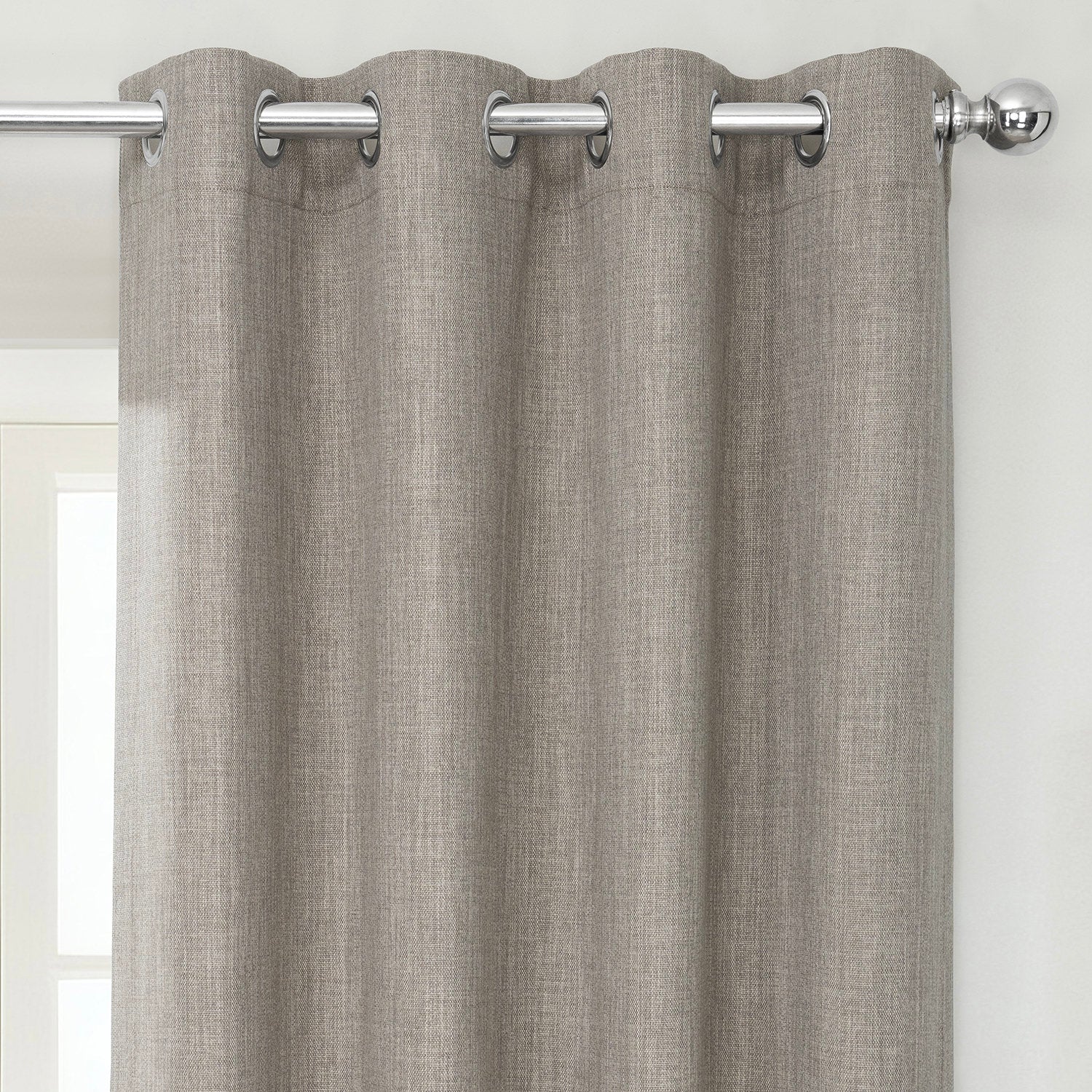 Mink Grommet Textured Faux Linen Room Darkening Curtain