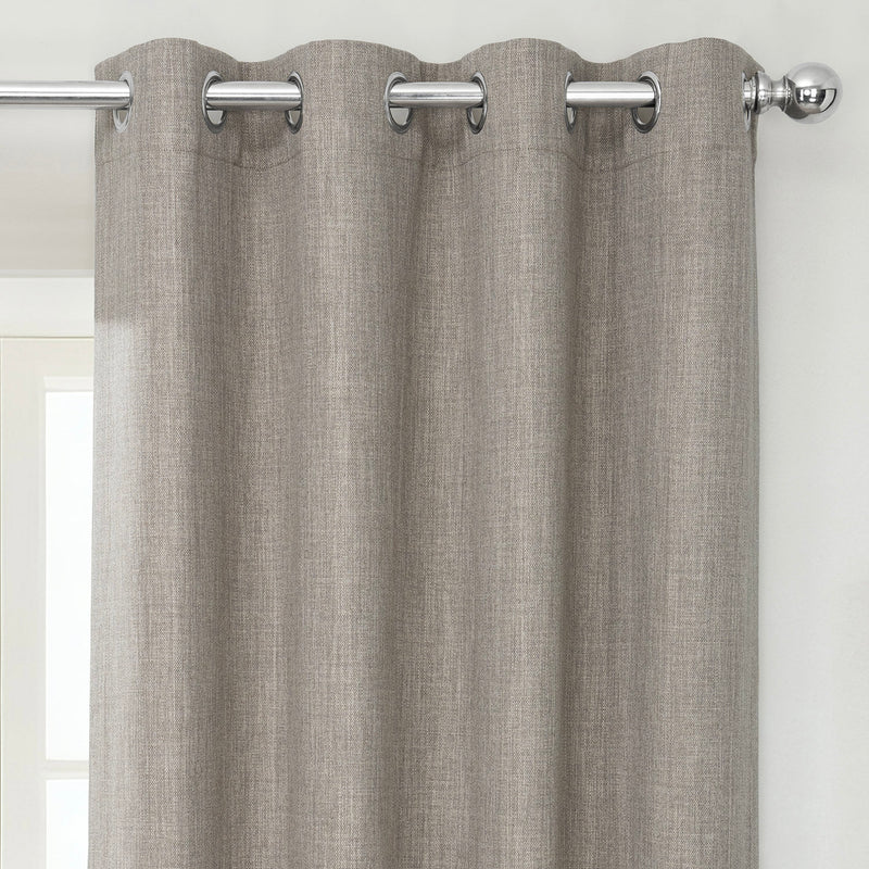 Mink Grommet Textured Faux Linen Room Darkening Curtain