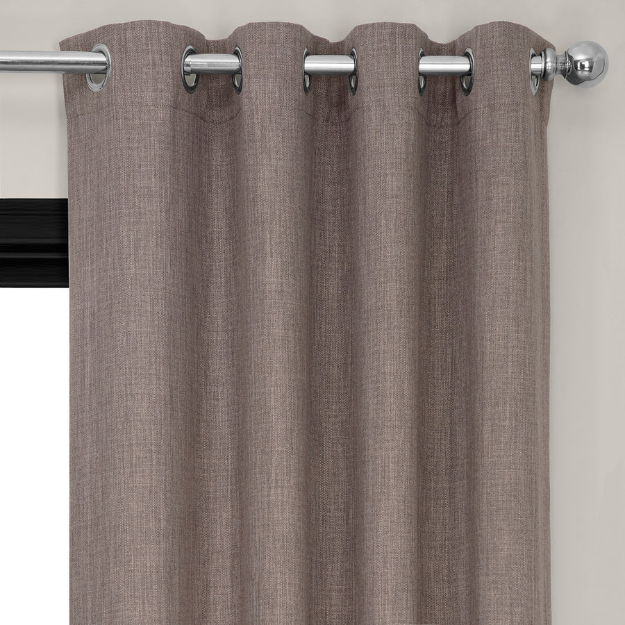 Mink Grommet Textured Faux Linen Room Darkening Curtain