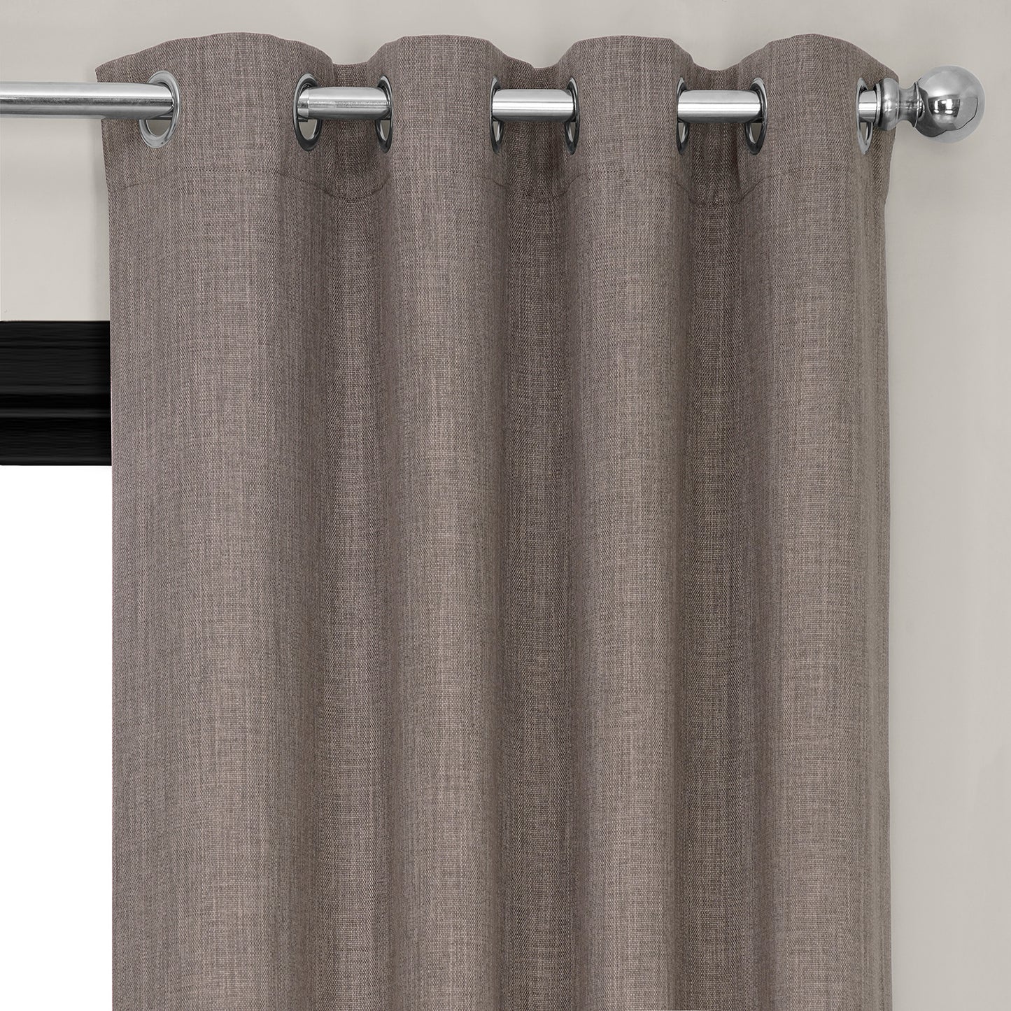 Mink Grommet Textured Faux Linen Room Darkening Curtain