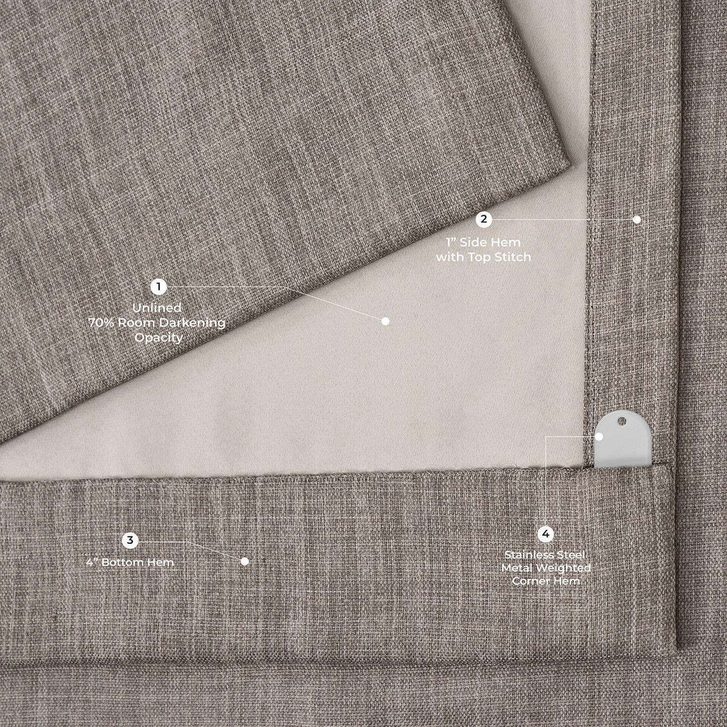 Gray fabric with stitching details and measurements