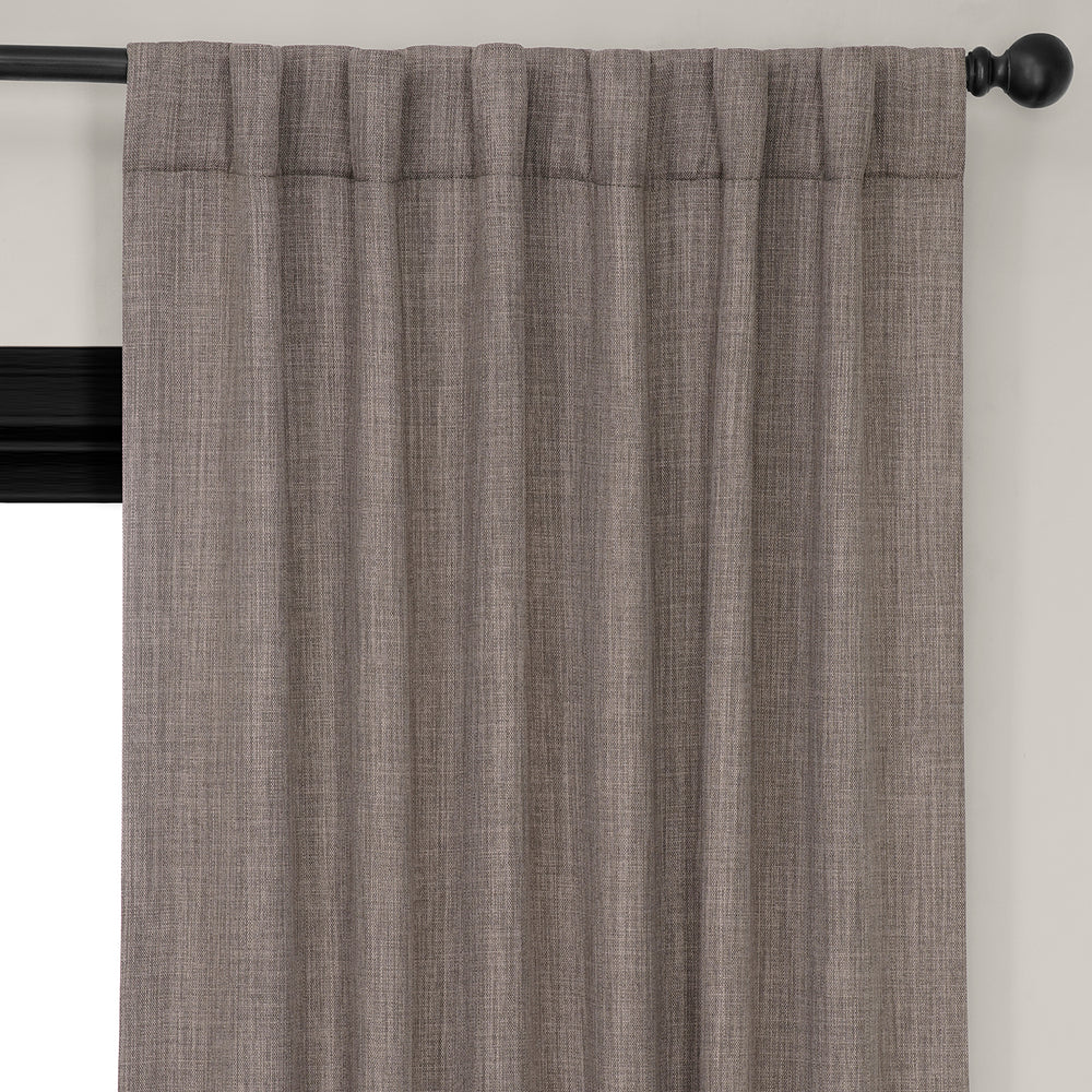 Mink Textured Faux Linen Room Darkening Curtain