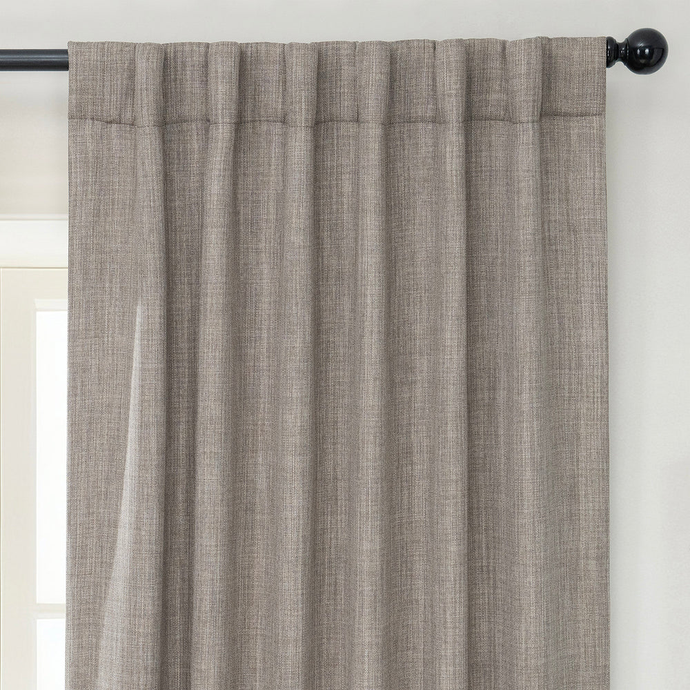 Mink Textured Faux Linen Room Darkening Curtain
