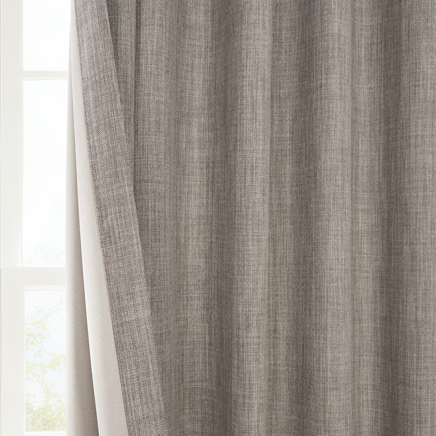Mink Grommet Textured Faux Linen Room Darkening Curtain