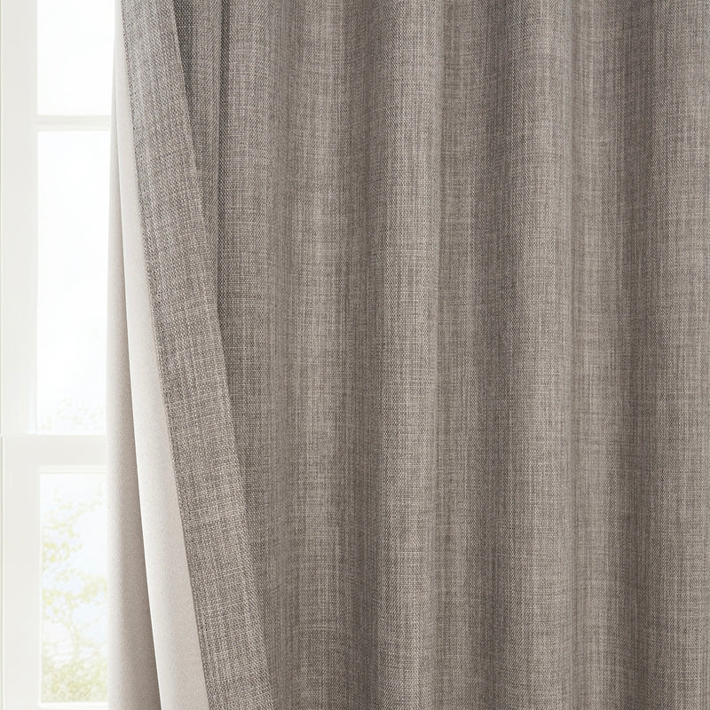 Mink Grommet Textured Faux Linen Room Darkening Curtain