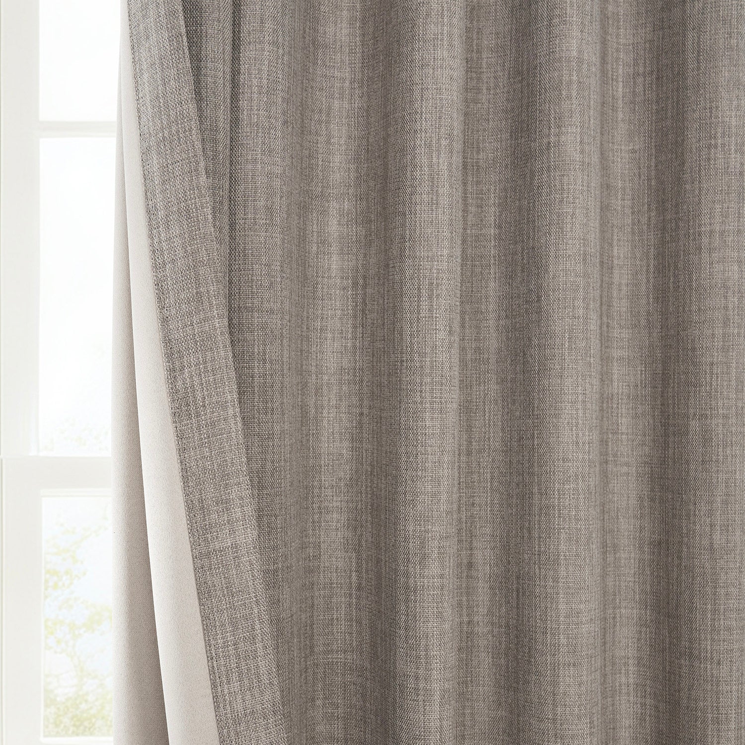 Mink Textured Faux Linen Room Darkening Curtain