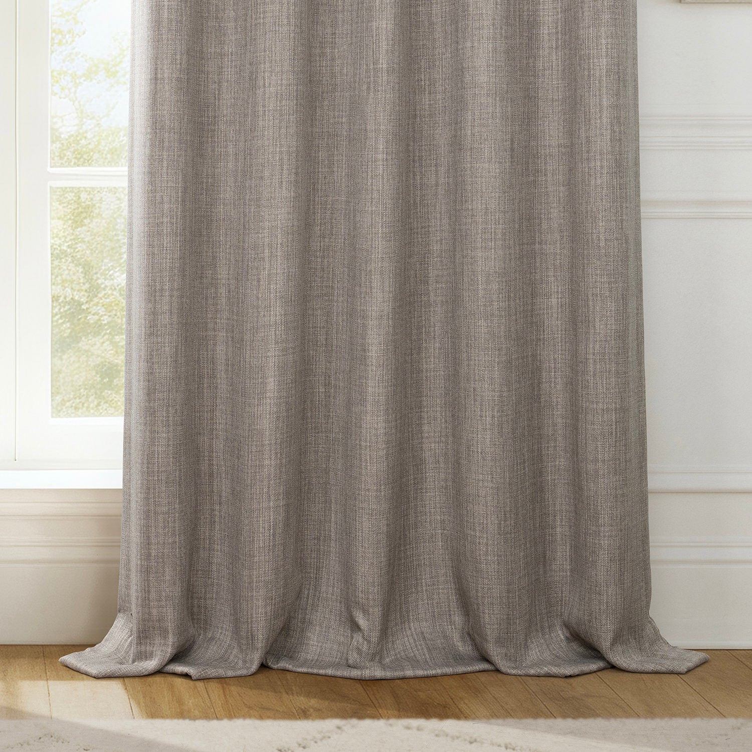 Mink Textured Faux Linen Room Darkening Curtain