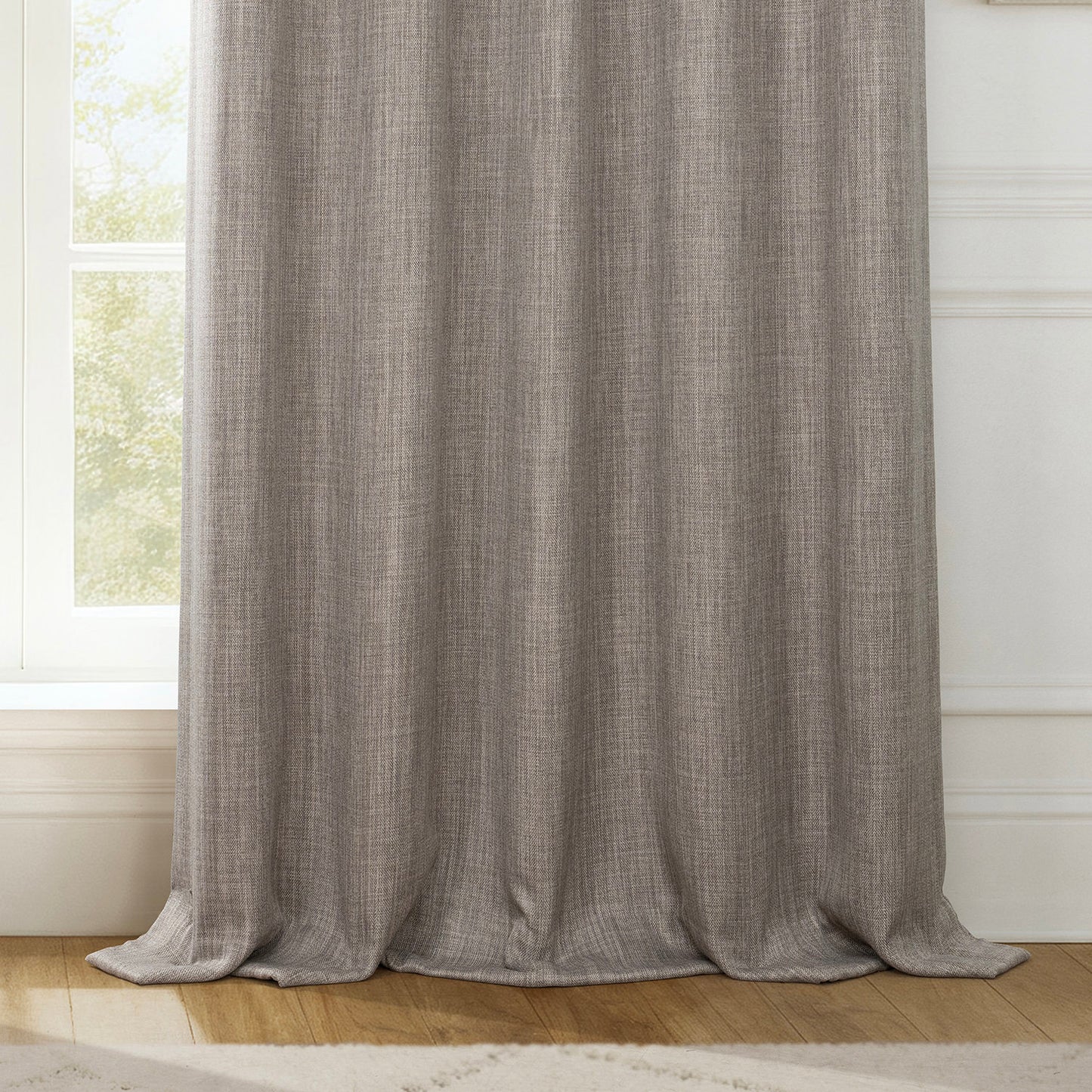 Mink Grommet Textured Faux Linen Room Darkening Curtain