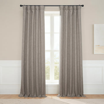 Mink Textured Faux Linen Room Darkening Curtain