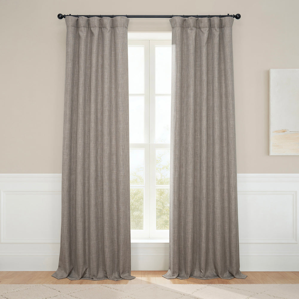 Mink Textured Faux Linen Room Darkening Curtain