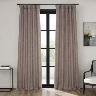 Mink Textured Faux Linen Room Darkening Curtain